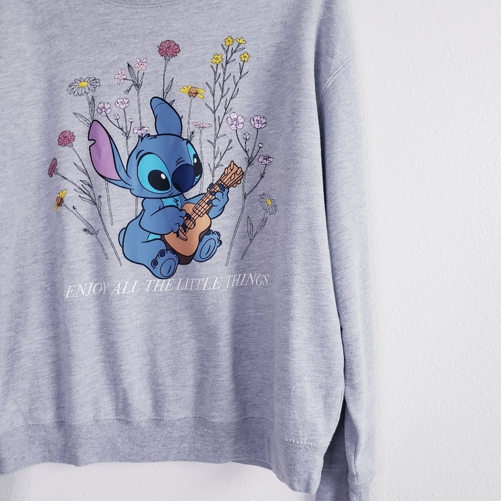 Disney Stitch Floral Pullover Long Sleeve Sweater - Picture 2 of 4